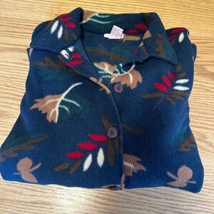 Vintage 1990s Leaves Leaf Fleece Fall Button Sweater / size Xl- A1